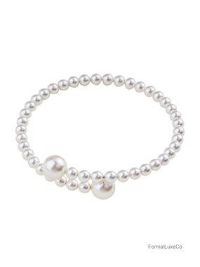 Pearl Beaded Wrap Bracelet Stretch Cuff Bangle Dainty Pearl Jewelry